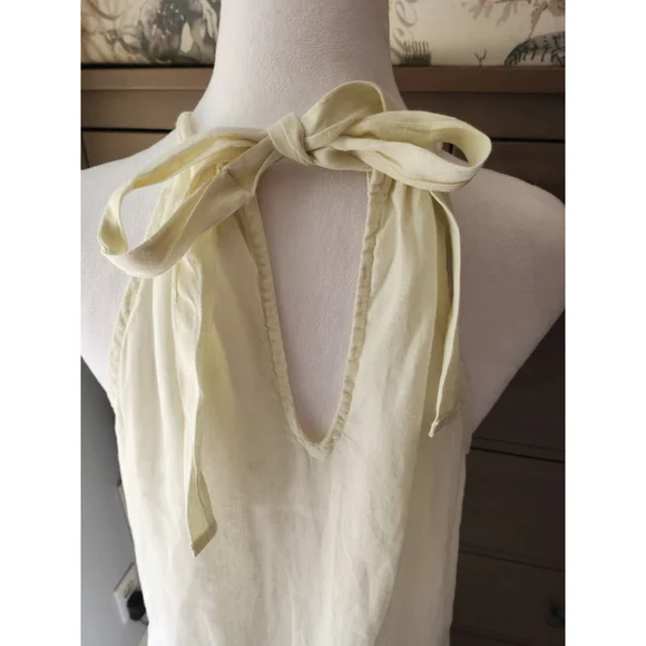 Sunlit halter maxi dress tiered 100% Linen Size medium - Picture 3 of 9